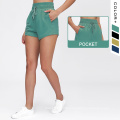 Womens Running Shorts Solid Color Drawstring Elastic Waist Yoga Causal Shorts Breathable Yoga Shorts With Pockets